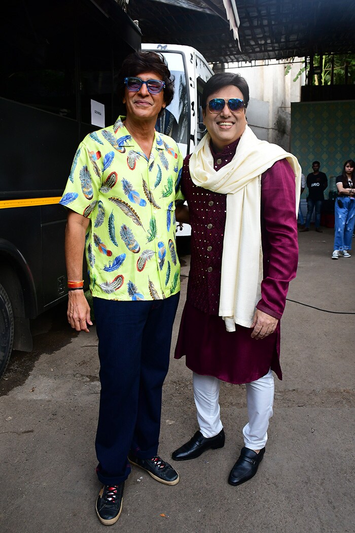 Later, he was snapped with Chunky Panday on the sets.