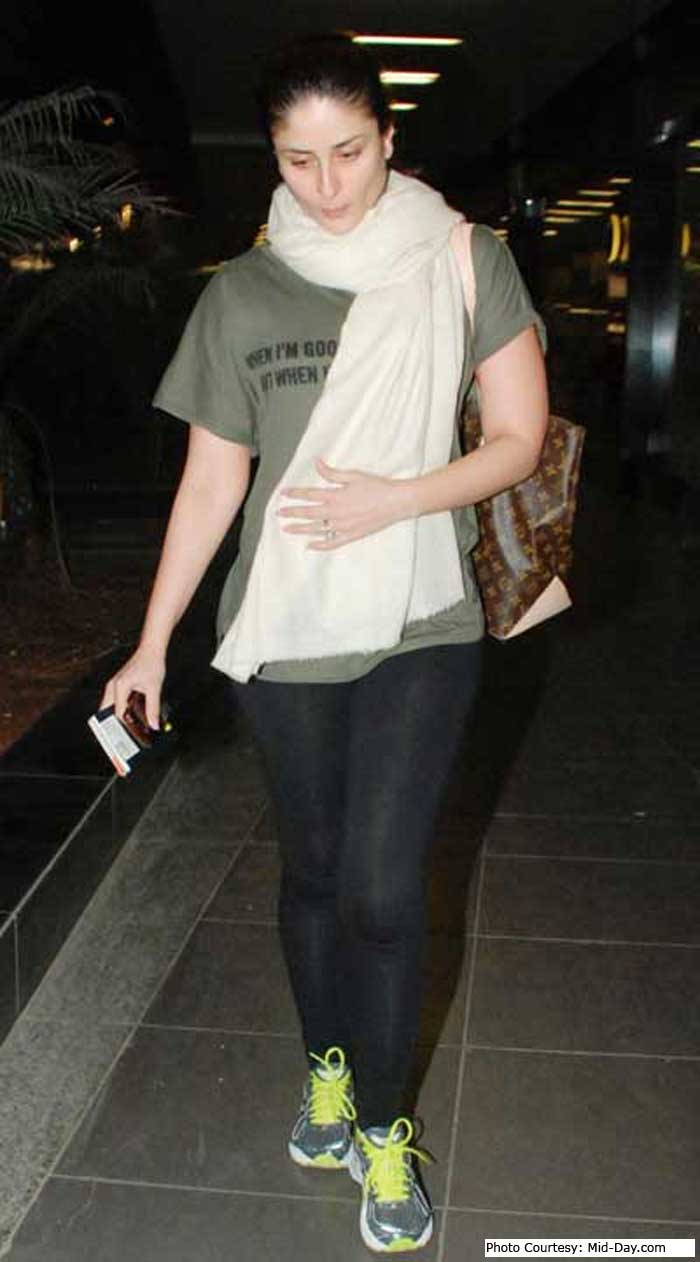 What is Kareena hiding in an oversized tee?