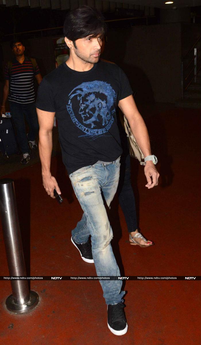 Actor-composer Himesh Reshmmaiya also had a flight to catch.