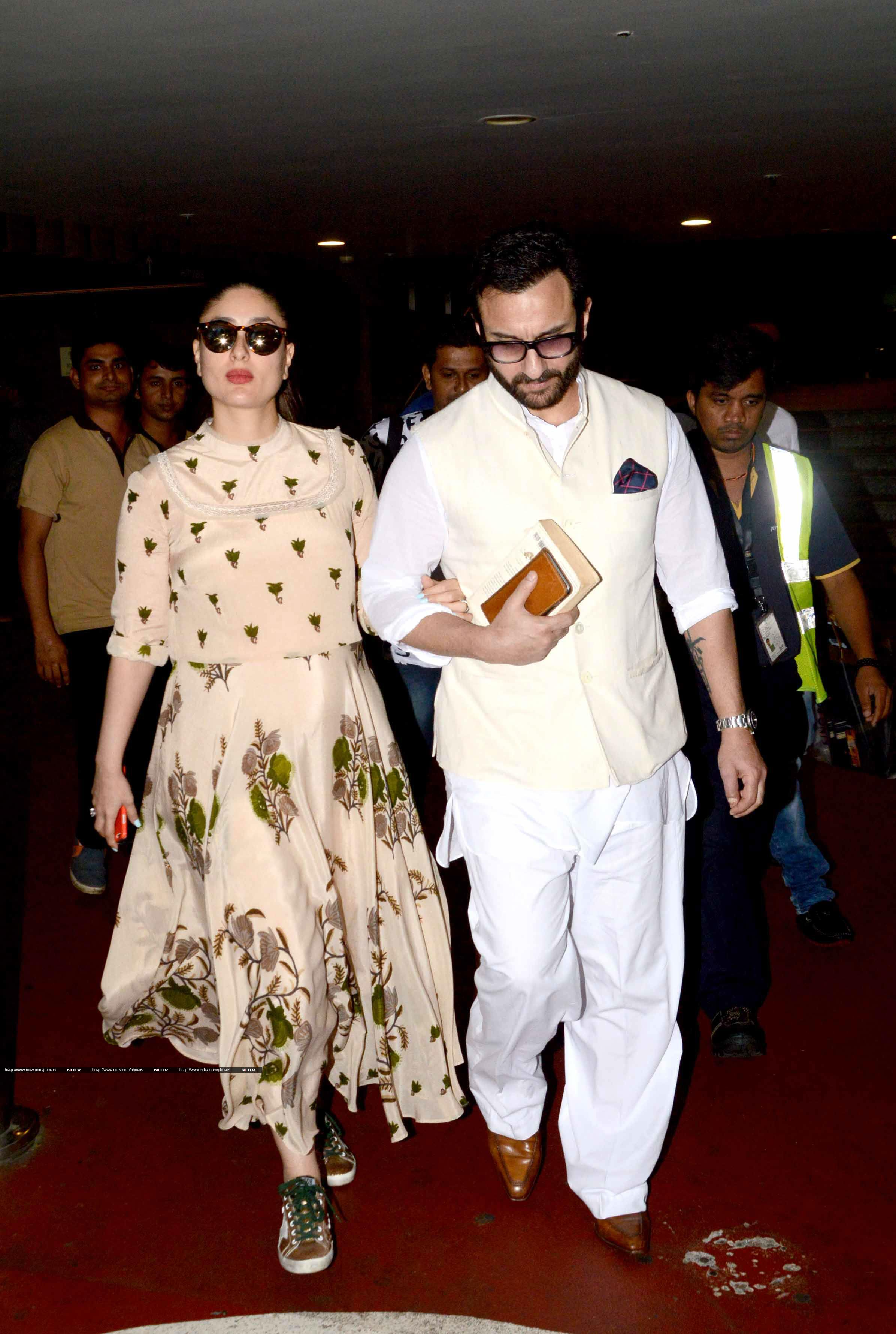 Kareena wore a complementary skirt and top combo with matching sneakers for comfort.