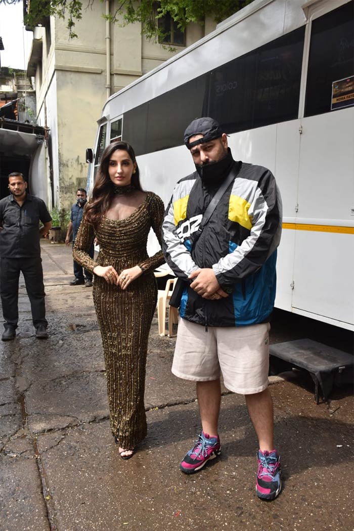 Nora Fatehi and rapper Badshah were pictured in Goregaon.