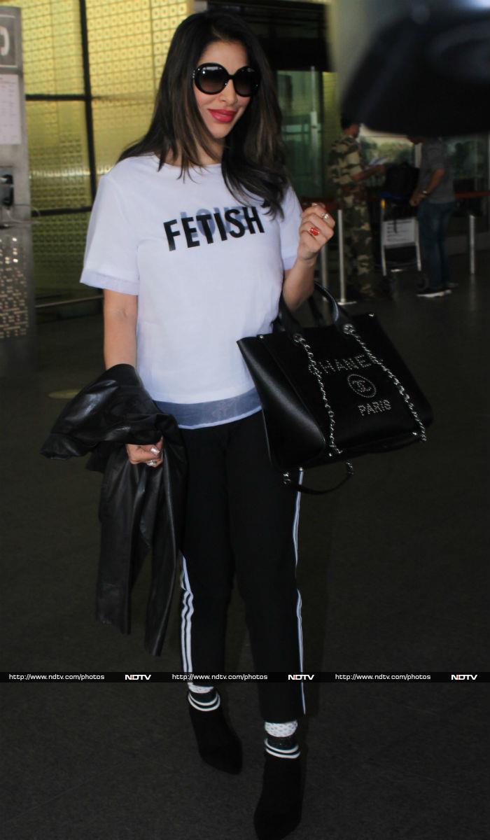 Sophie Choudry was also photographed at the airport.