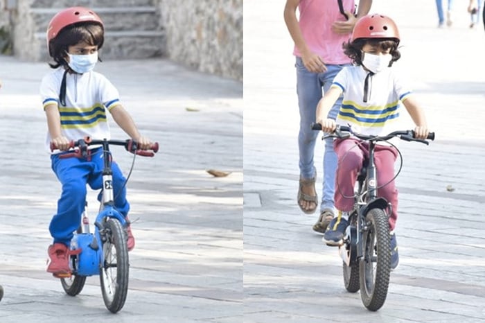 They were later photographed cycling together.