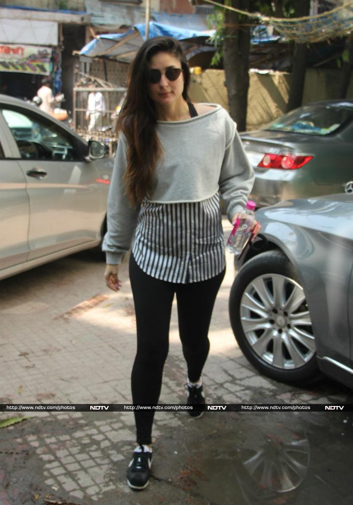 On Monday, Kareena also kept her date with the gym.