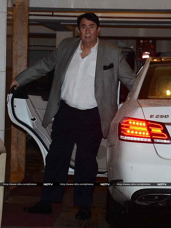 Randhir Kapoor arrived for his daughter's birthday party.