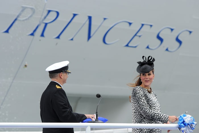 The Duchess of Cambridge officially named the yacht with a traditional blessing involving smashing a bottle of champagne on the hull.