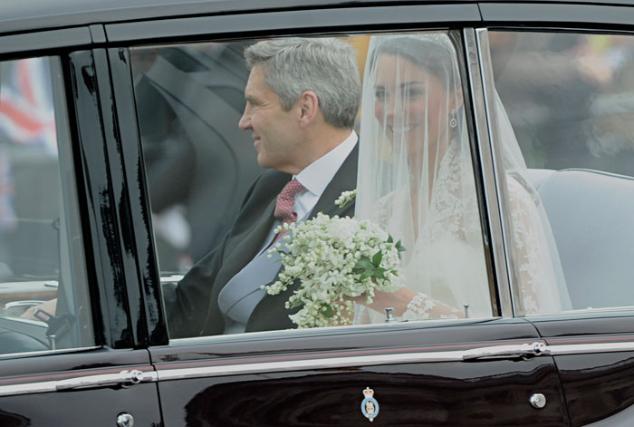 Kate arrives with father Michael Middleton and sister Pippa who is her Maid of Honour.