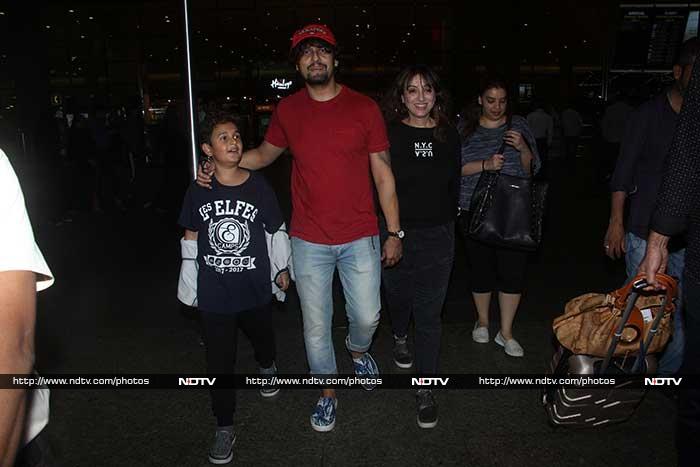 Sonu Nigam was spotted with his family at the airport.