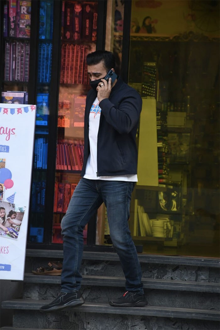 Raj Kundra was spotted at a store in Bandra.