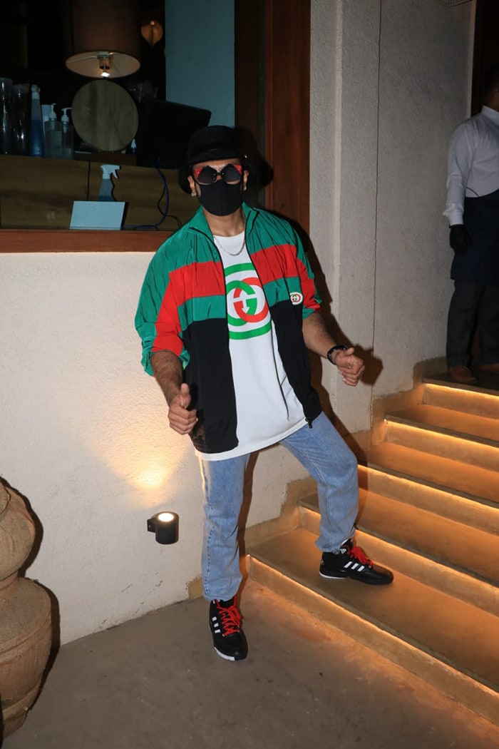 Ranveer Singh was pictured at the Bastian restaurant in Mumbai.