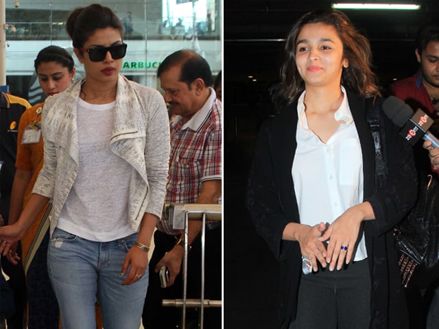 Photo : Airport Fashionistas: Priyanka Chopra, Alia Bhatt
