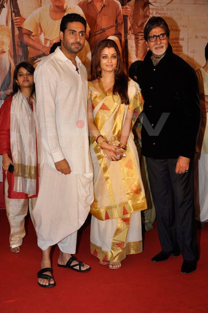 The Bachchan Power Trio pose for a group photograph. Missing in action here is Jaya Bachchan.