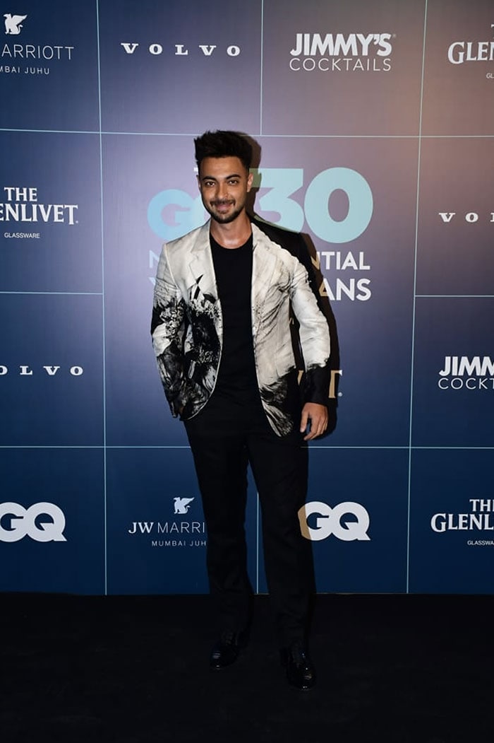 Aayush Sharma looked dapper in a white statement blazer and trousers.