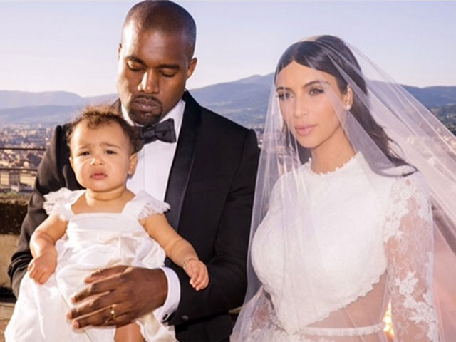 Just Married Kim and Kanye With Baby North