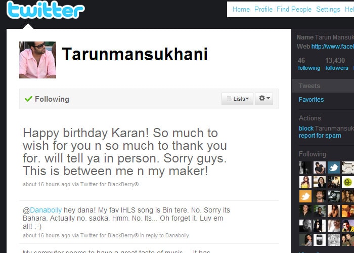 Tarun Mansukhani: "Happy birthday Karan! So much to wish for you and so much to thank you for. Will tell you in person."