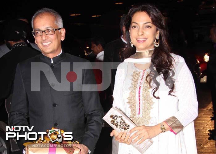 The beautiful Juhi Chawla came with her industrialist husband Jai Mehta.