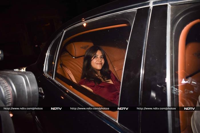 Ekta Kapoor smiled for the paparazzi.