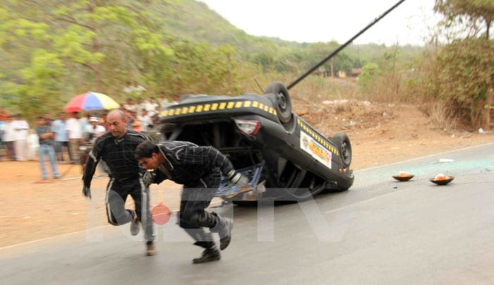 Akshay Kumar wore a fire-proof suit for the stunt.