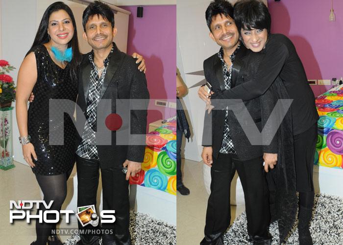 Kamaal R Khan threw a housewarming party in Mumbai last night, and the guest list inlcuded most of his friends from <i>Bigg Boss</i>. In this picture, Sambhavna Seth, Kamaal R Khan and Rohit Verma are all colour co-ordinated.