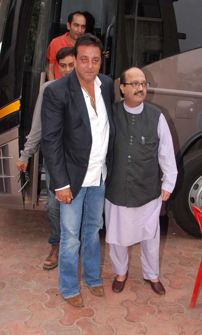 Sanjay poses with Amar Singh.