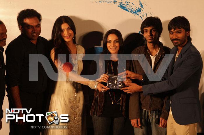 <i>Kolaveri Di</i> singer, Dhanush officially launched the audio of his upcoming Tamil film <i>3</i> in Chennai on Friday, December 23.