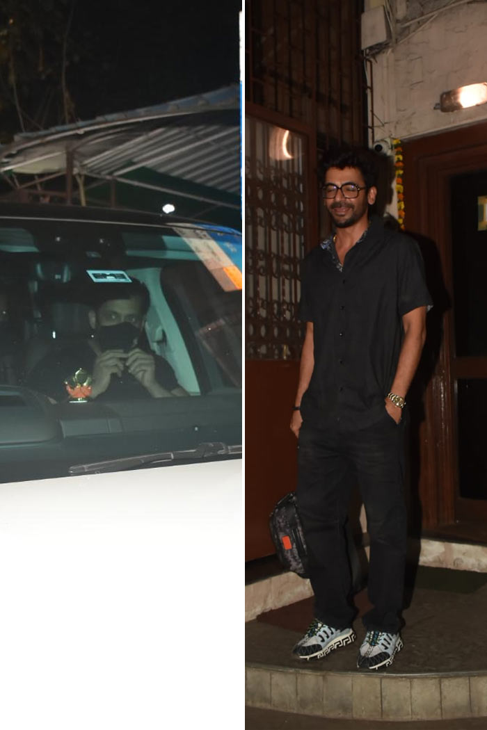 Salman Khan and Sunil Grover were photographed outside Shankar Mahadevan's studio in Bandra.