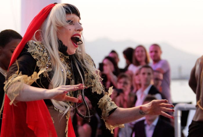 Lady Gaga performs at Cannes