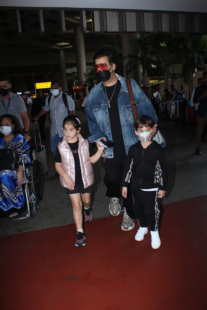 London Vacation Done, Karan Johar Arrives In Style With His Kids Yash And Roohi