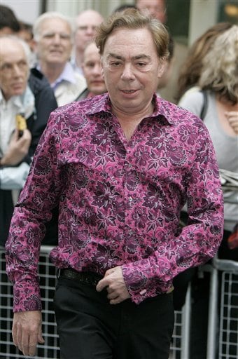 Director Sir Andrew Lloyd Webber arrives for the opening night of the musical Lord of the Rings.