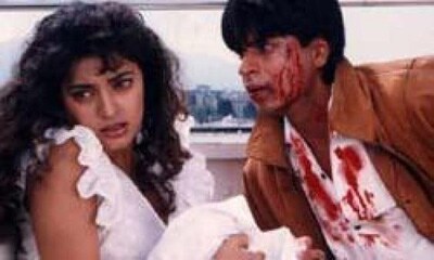 Shah Rukh Khan was in love with Juhi Chawla who was in love with Sunny Deol in <I>Darr</i> (1993).