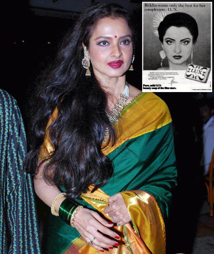 A sex symbol of the '70s, <b>Rekha</b> is known today as much for her brilliant performances in films like <i>Khubsoorat</i>, <i>Khoon Bhari Maang</i>, <i>Silsila</i> and <i>Umrao Jaan</i> as her fabled romance with Bollywood superstar Amitabh Bachchan. A woman of sophistication, class, appeal and grace, she proved to be just the right choice for Lux.