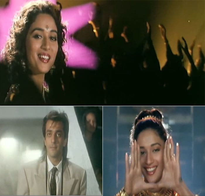 <I>Saajan</I> - In this love triangle saga, Madhuri plays Pooja Saxena who first falls in love with Akash (Salman Khan) but then marries her true love Aman (Sanjay Dutt). She was nominated for the Filmfare Best Actress Award.