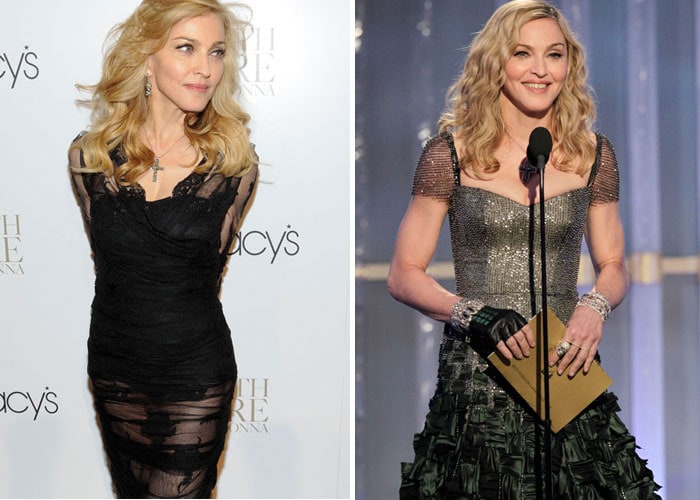 Material Girl Madonna\'s cheeky black dress