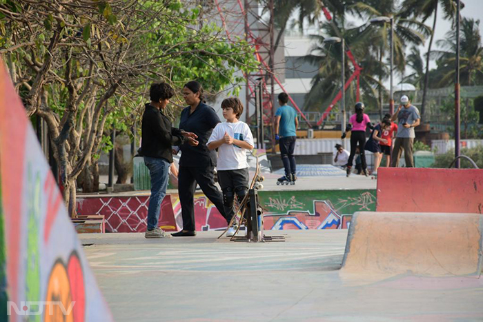 Shah Rukh Khan's son AbRam looked cute as he was spotted in Mumbai.(Image Courtesy: Varinder Chawla)