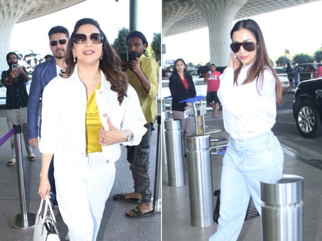Photo : Malaika Arora And Madhuri Dixit's Airport Fashion Game