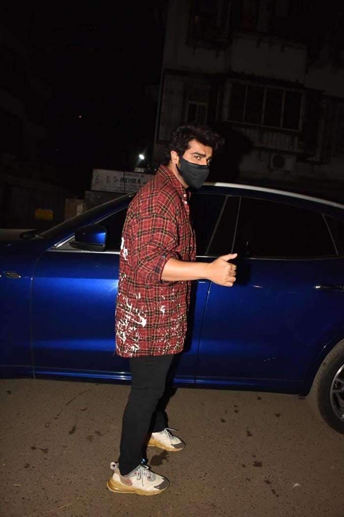 Arjun Kapoor was photographed leaving in his car.