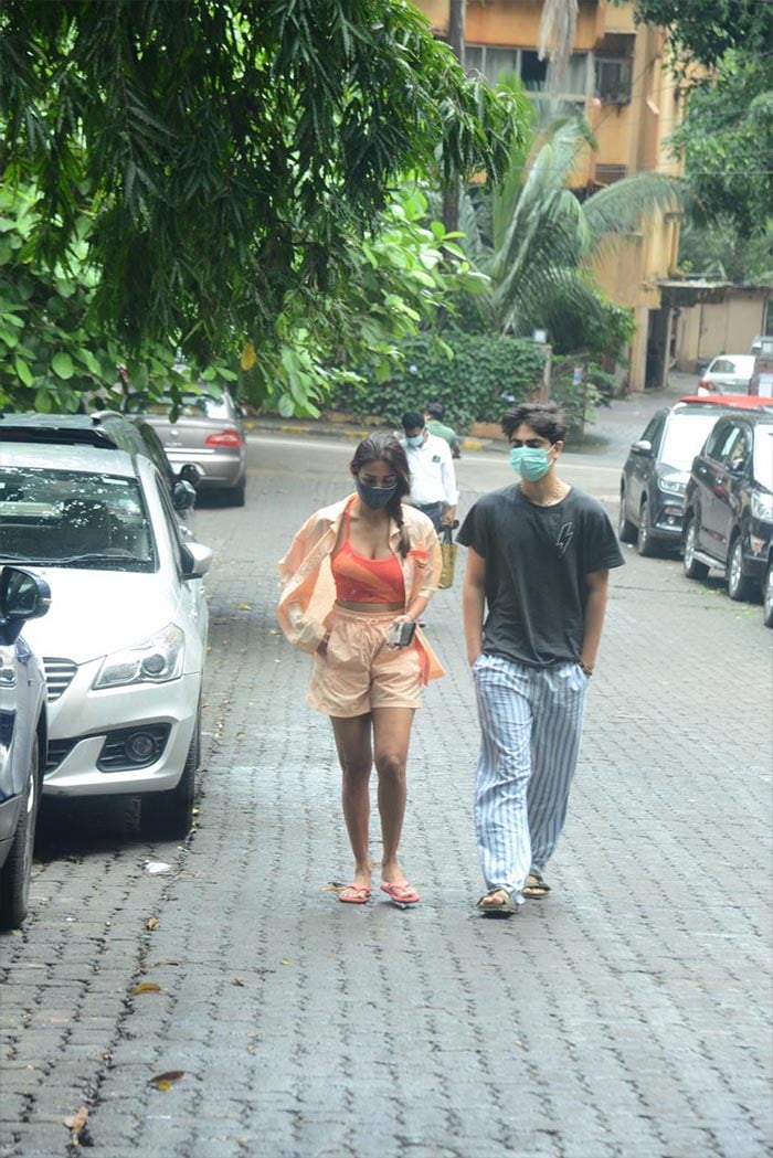 Actress Malaika Arora was on Monday spotted taking a stroll with her son Arhaan Khan in Bandra.