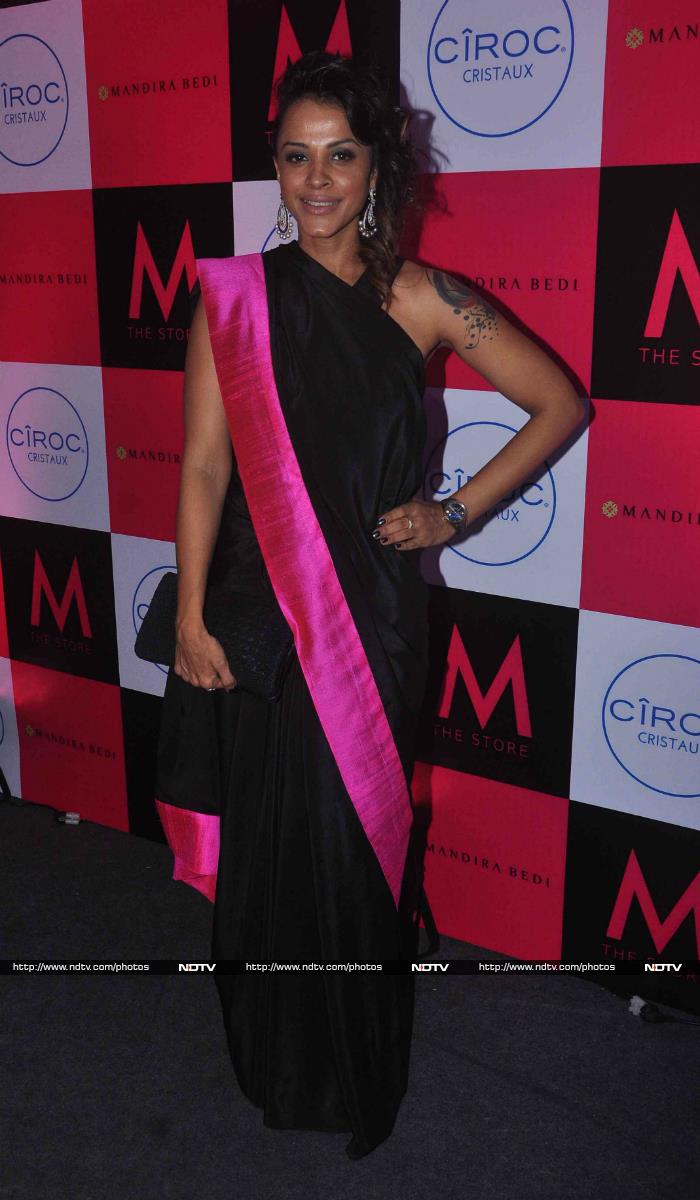 Actress Manasi Scott picked a black and pink number from Mandira Bedi's collection.