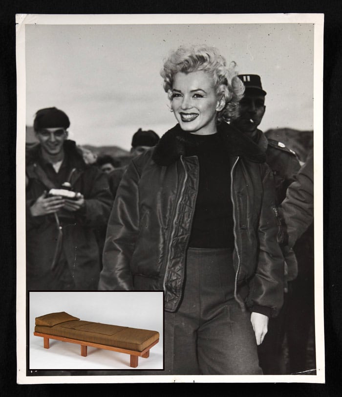 The bizarre lot is one of many Monroe-linked items up for sale at a Las Vegas auction slated for June. The couch the
star used during therapy sessions is also expected to sell.

The sale by Julien's Auctions will take place on June 26 and 27 at the Planet Hollywood Resort and Casino in Las Vegas. <br><br>In this inset is a mid-century modern daybed from the office of Marilyn Monroe therapist, Dr Ralph Greenson. This item is part of Julien's Auctions Hollywood Memorabilia being held on Saturday, June 26, 2010, and Sunday June 27  at Planet Hollywood Resort and Casino in Las Vegas.