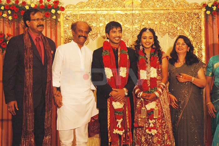 Rajinikanth with Vishnu and Rajini.