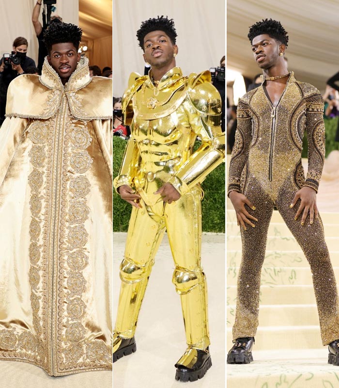 The many shades of Lil Nas X on the red carpet, courtesy Versace.