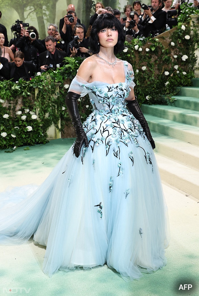 Sydney Sweeney stunned in a Miu Miu gown. (Image courtesy: AFP)