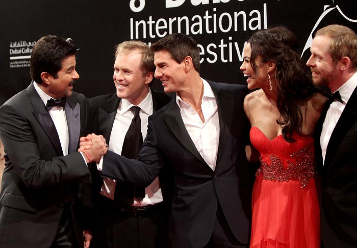 After a successful trip to Mumbai, Tom Cruise took his <i>Mission Impossible: Ghost Protocol</i> to Dubai as the film premiered at the Dubai International Film Festival.