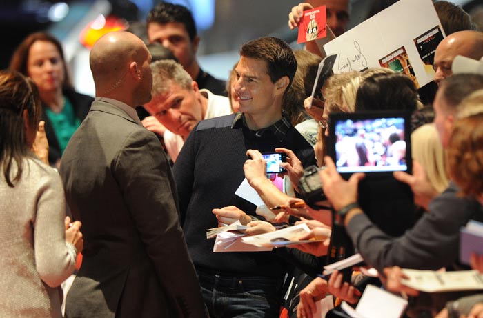 After world premiere of <i>Mission: Impossible - Ghost Protocol</i> at the Dubai International Film Festival,  Tom Cruise, attended the premiere his film in London.