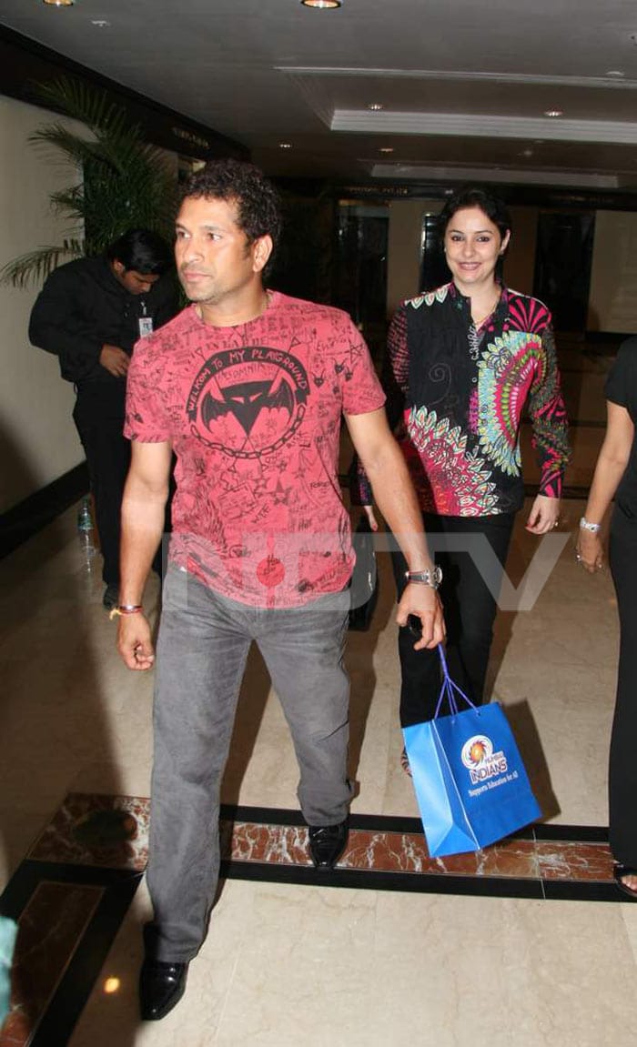 Sachin Tendulkar with his wife at the IPL Nights after party.