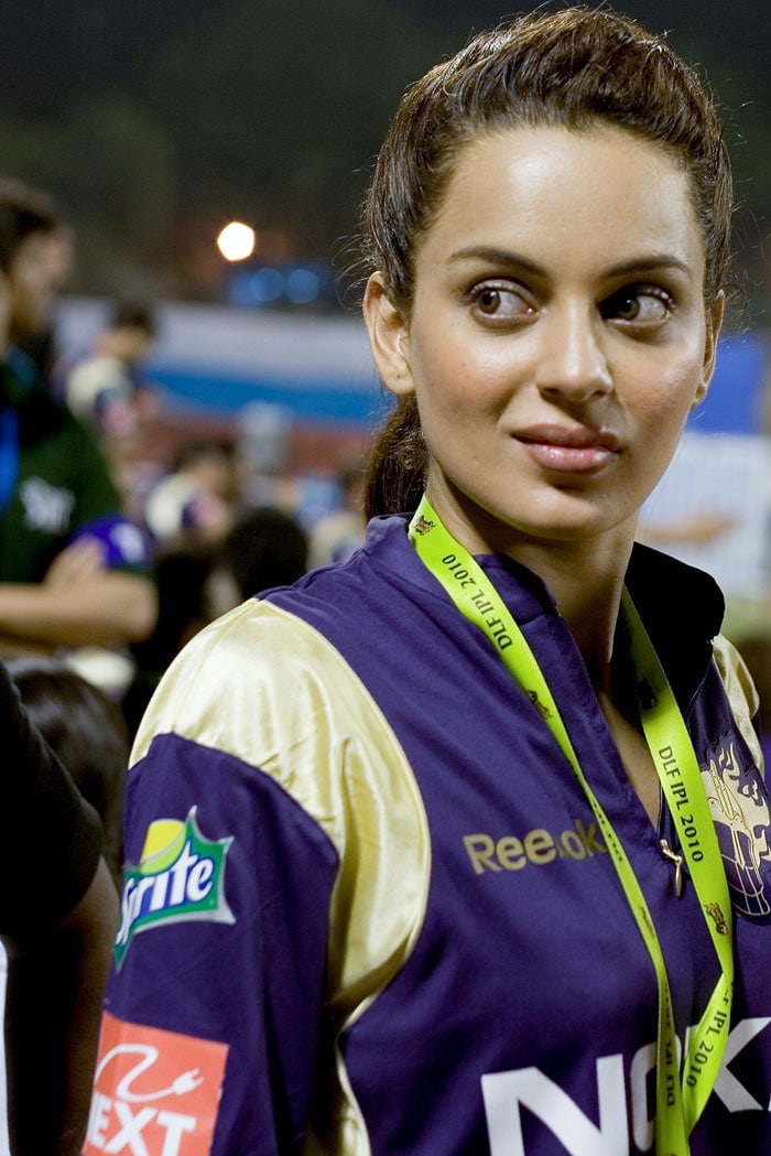 Actress Kangna Ranaut during the 2010 DLF Indian Premier League T20 group stage match between Kolkata Knight Riders and Chennai Super Kings played at played at Eden Gardens in Kolkata.  (Photo: IPL2010/Getty Images)