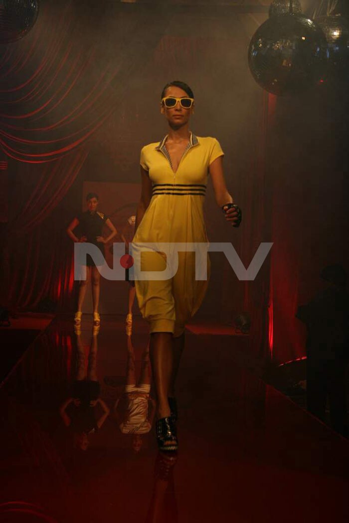 A model walks the ramp at the IPL Nights after party.