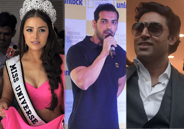 A beauty queen and some actors A beauty queen and some actors