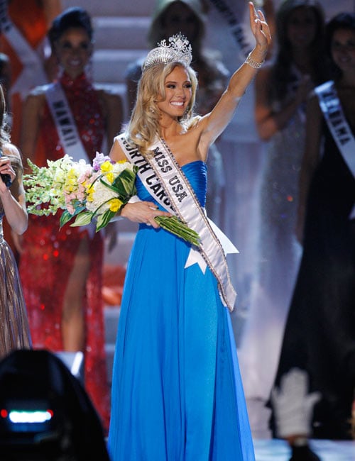 Miss North Carolina Kristen Dalton reacts after being crowned Miss USA.