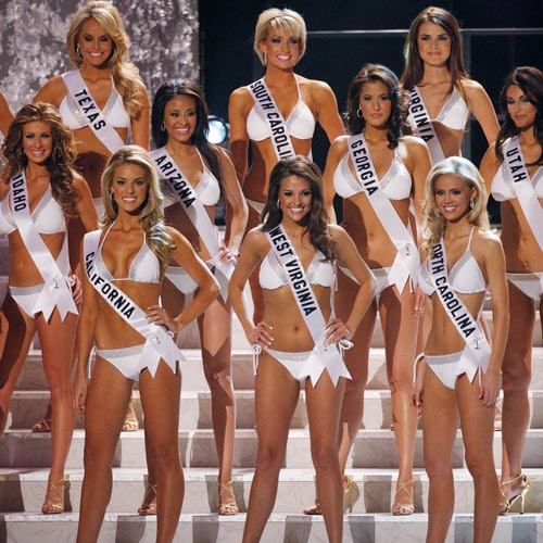 Miss USA contestants in the swimsuit round.